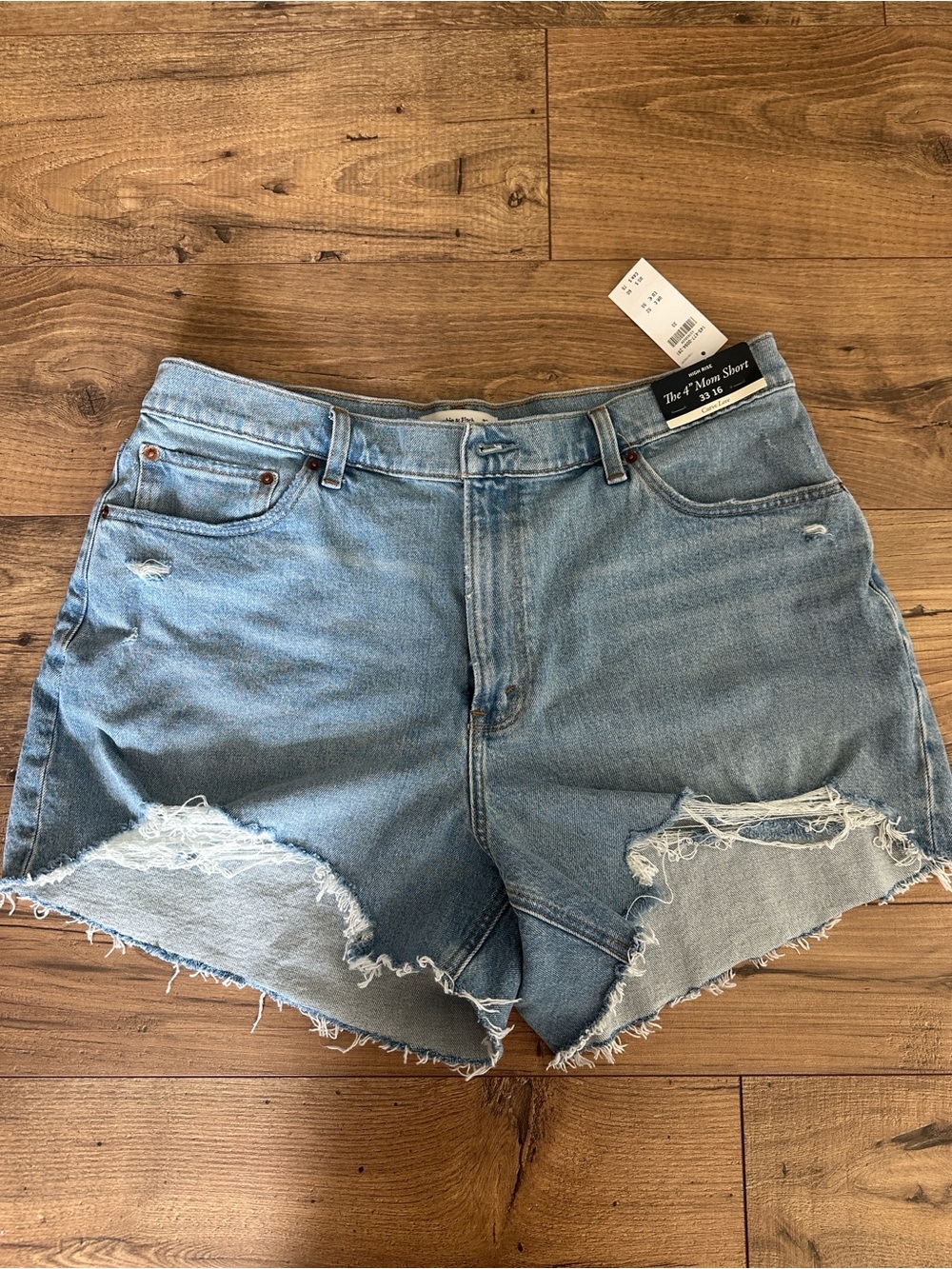 Abercrombie & Fitch Light Blue Distressed Denim Shorts - Picture 2 of 4